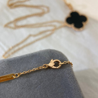 [Stellar Jewelry]CLOVER 25MM NECKLACE GOLD ONYX