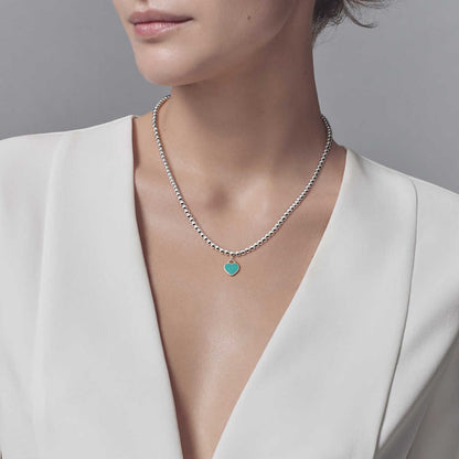 [Stellar jewels]HEART PEDANT SILVER BALL CHAIN NECKLACE