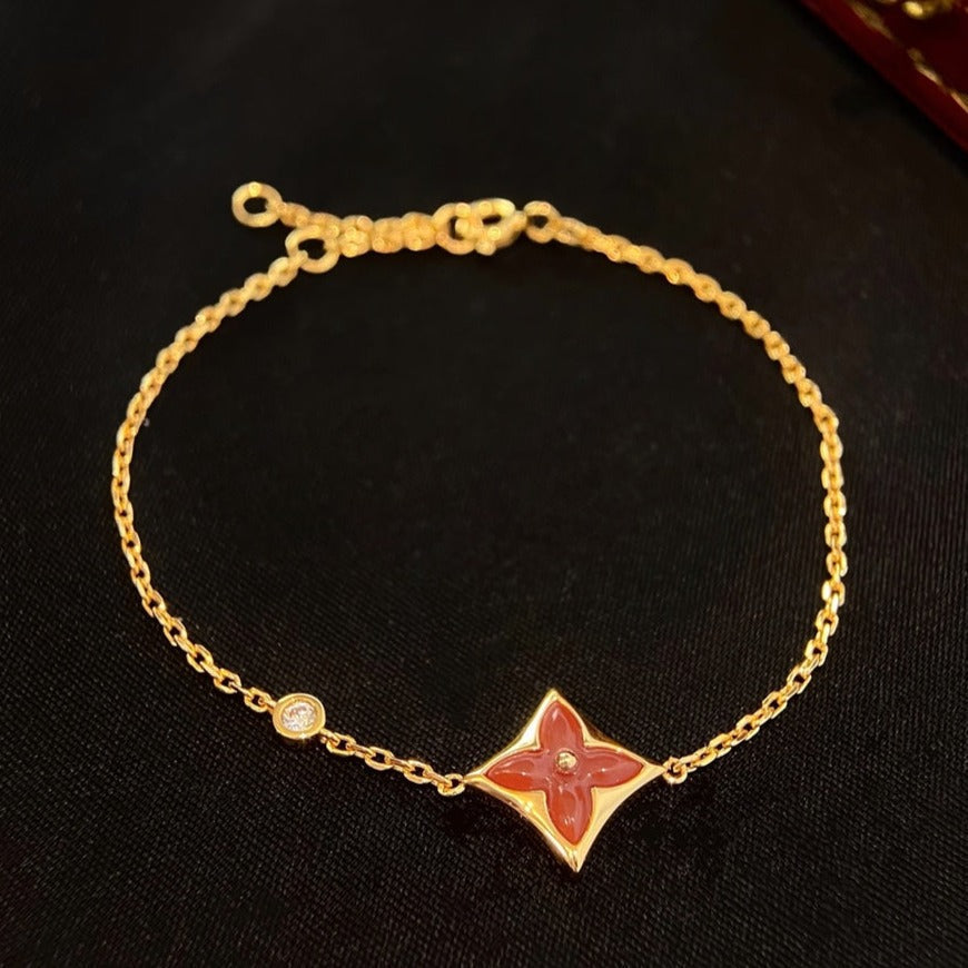 [Stellar Jewelry]COLOR STAR CARNELIAN PINK GOLD DIAMOND BRACELET