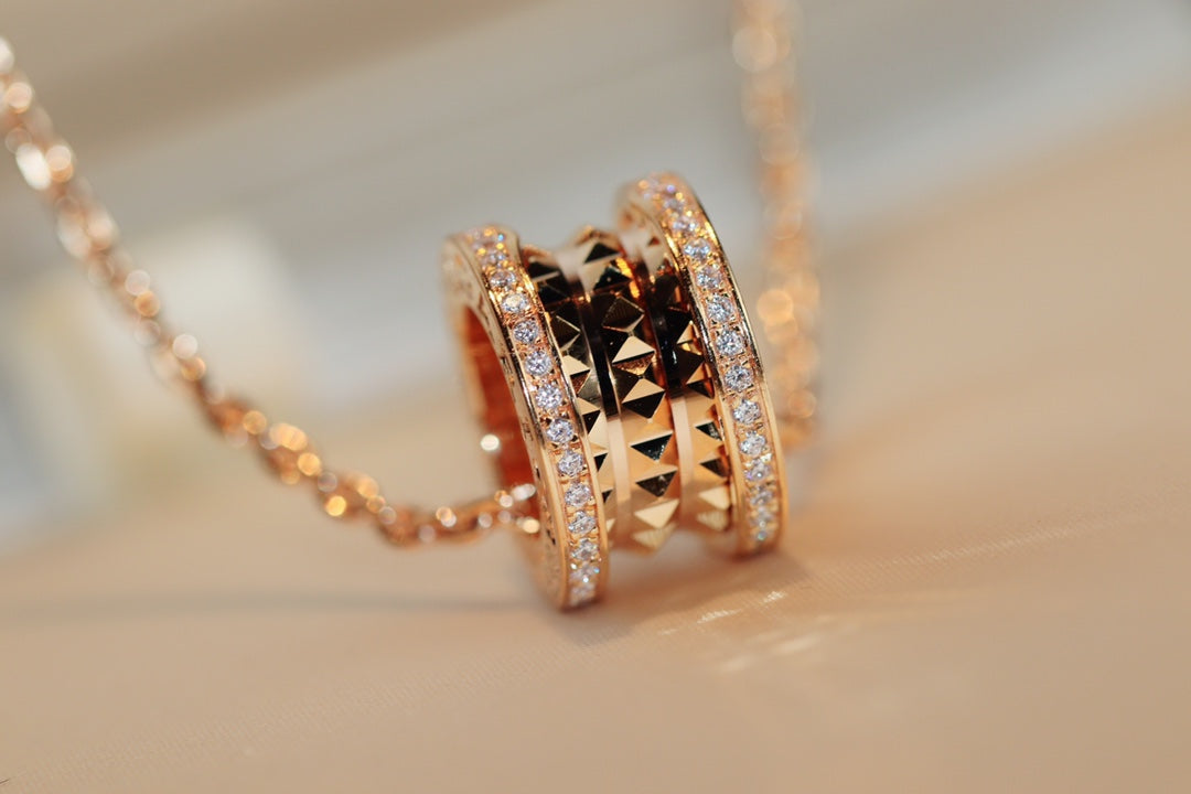 [Stellar Jewelry]ZERO 1 ROCK PEDANT PINK GOLD NECKLACE