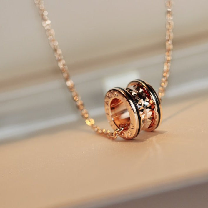 [Stellar Jewelry]ZERO 1 ROCK PEDANT PINK GOLD BLACK NECKLACE