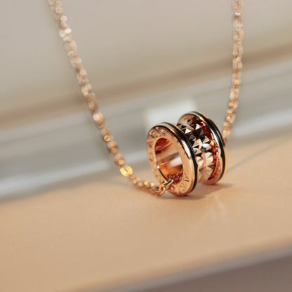 [Stellar Jewelry]ZERO 1 ROCK PEDANT PINK GOLD BLACK NECKLACE