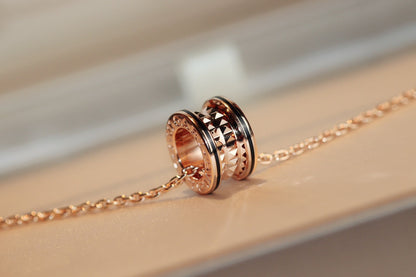 [Stellar Jewelry]ZERO 1 ROCK PEDANT PINK GOLD BLACK NECKLACE