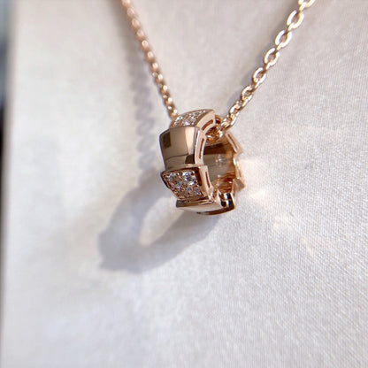 [Stellar Jewelry]SERPENTI PEDANT DIAMOND PINK GOLD NECKLACE