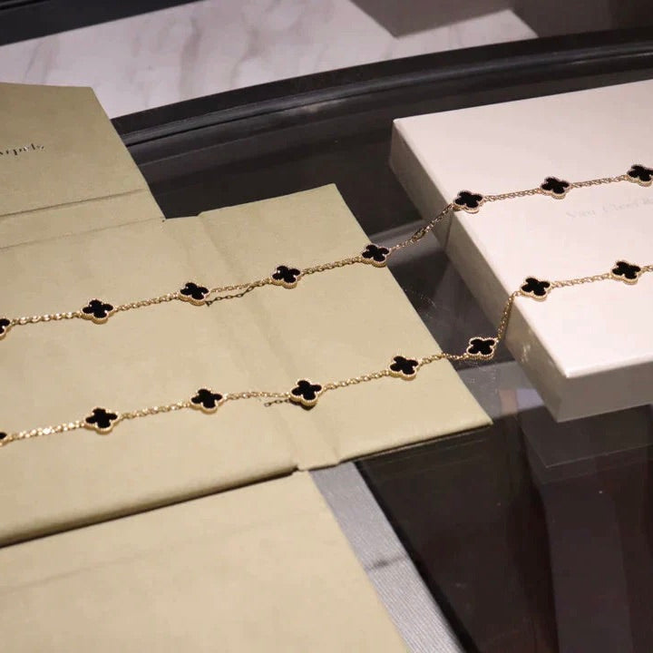 [Stellar Jewelry]CLOVER 20 MOTIFS ONYX NECKLACE