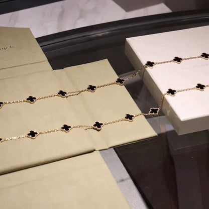 [Stellar Jewelry]CLOVER 20 MOTIFS ONYX NECKLACE