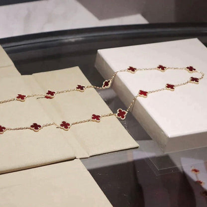 [Stellar Jewelry]CLOVER 20 MOTIFS CARNELIAN NECKLACE