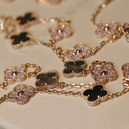 [Stellar Jewelry]CLOVER 20 MOTIFS DARK MOP DIAMOND  NECKLACE