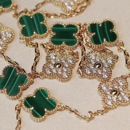[Stellar Jewelry]CLOVER 20 MOTIFS MALACHITE DIAMOND NECKLACE