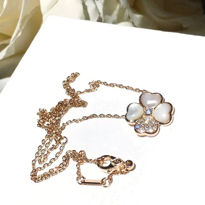 [Stellar Jewelry]CLOVER MOP DIAMOND ROSE GOLD NECKLACE
