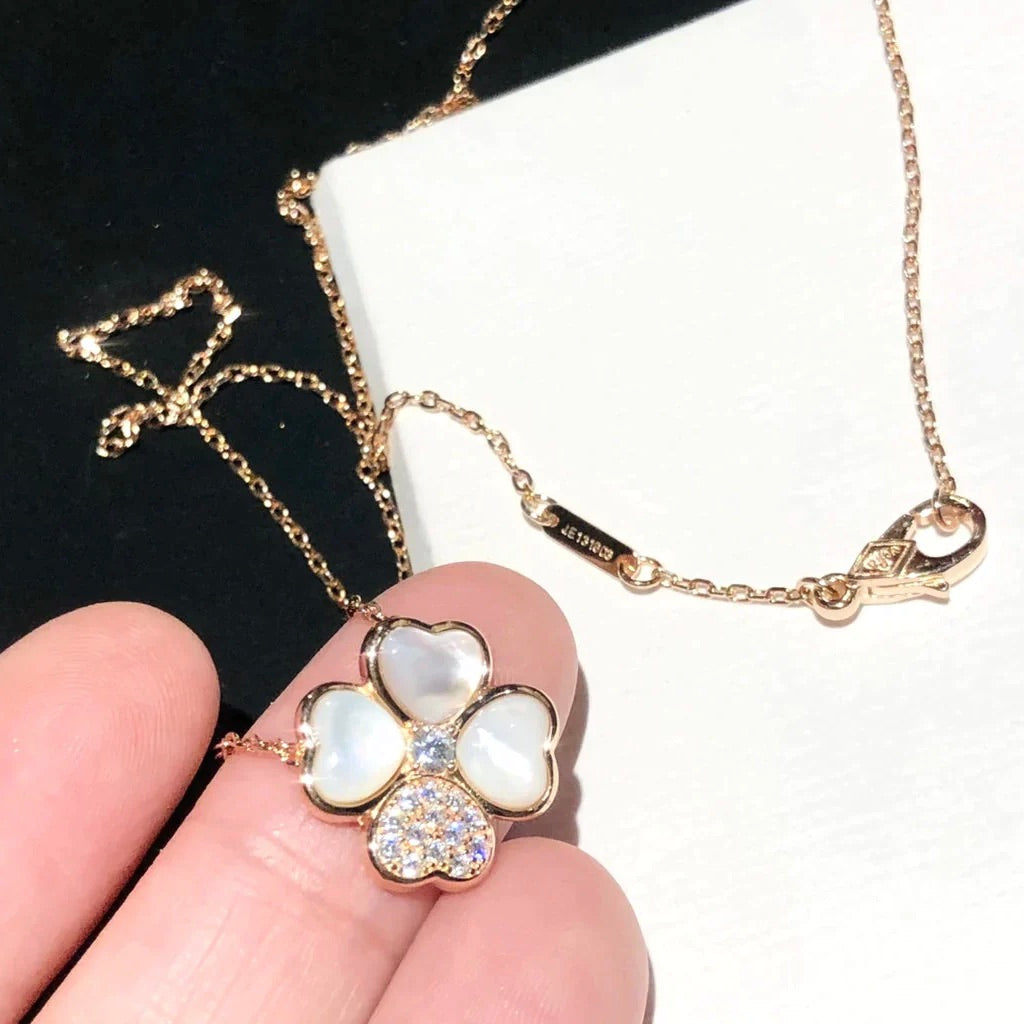 [Stellar Jewelry]CLOVER MOP DIAMOND ROSE GOLD NECKLACE