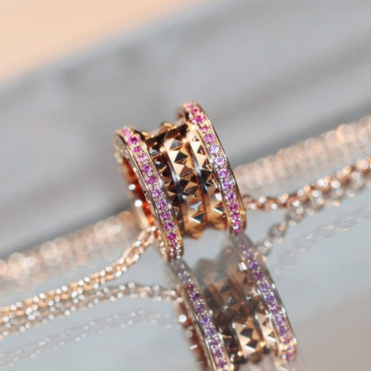 [Stellar Jewelry]ZERO 1 ROCK PINK GOLD PINK DIAMOND NECKLACE