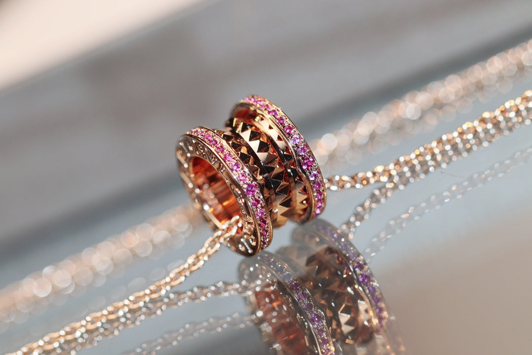 [Stellar Jewelry]ZERO 1 ROCK PINK GOLD PINK DIAMOND NECKLACE