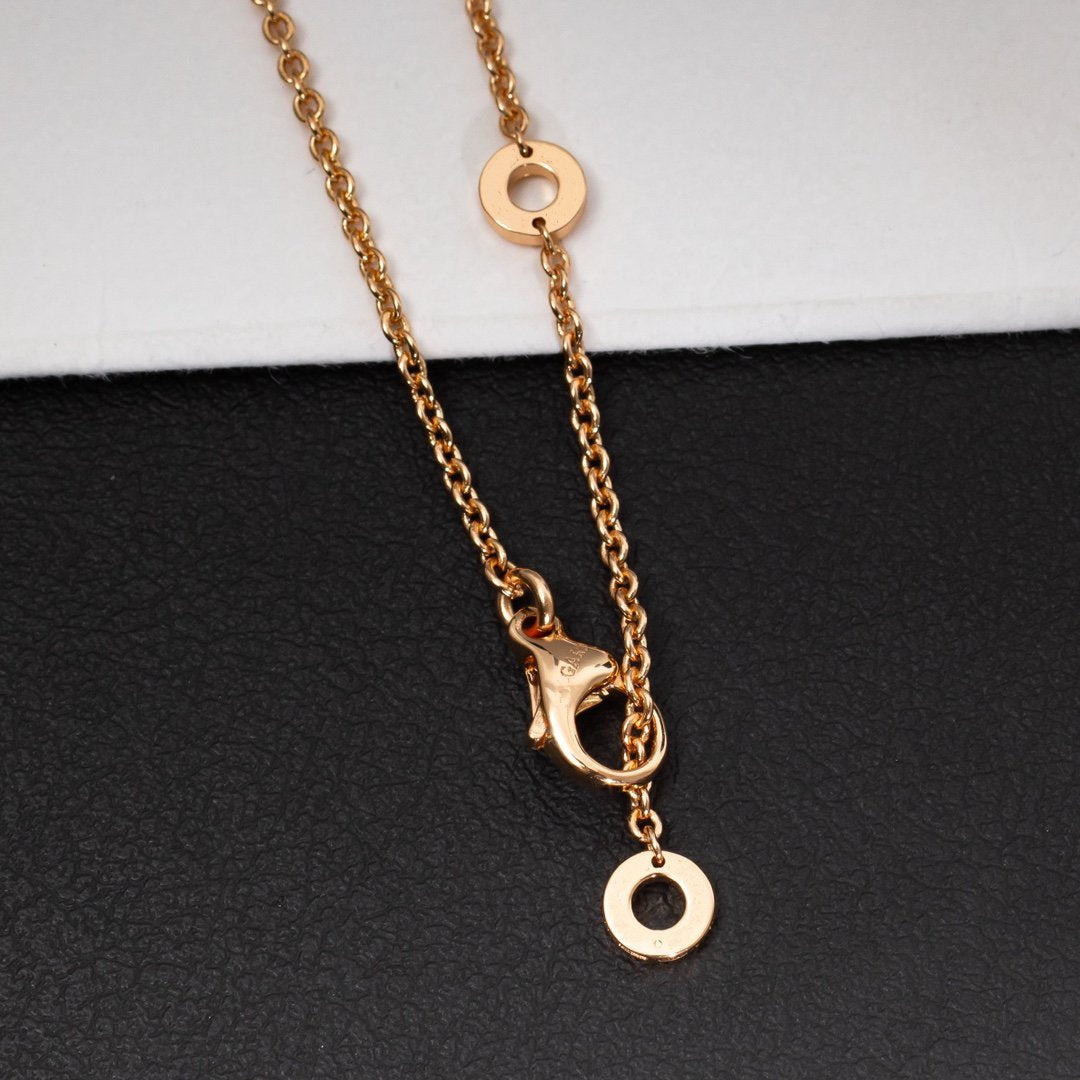 [Stellar Jewelry]ZERO 1 WHITE CERAMIC PINK GOLD DIAMOND NECKLACE