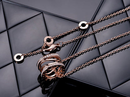 [Stellar Jewelry]ZERO 1 PINK GOLD DIAMOND OPEN NECKLACE