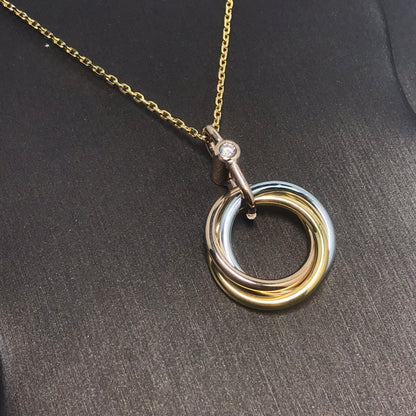 [Stellar Jewelry]TRINITY SILVER GOLD PINK GOLD NECKLACE
