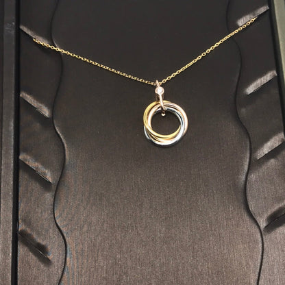 [Stellar Jewelry]TRINITY SILVER GOLD PINK GOLD NECKLACE