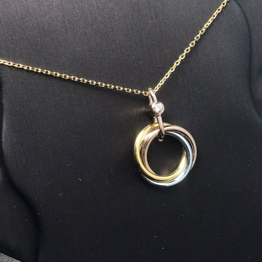 [Stellar Jewelry]TRINITY SILVER GOLD PINK GOLD NECKLACE