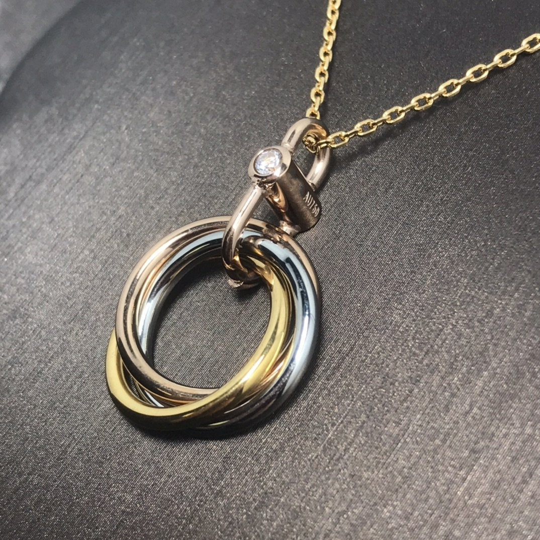 [Stellar Jewelry]TRINITY SILVER GOLD PINK GOLD NECKLACE