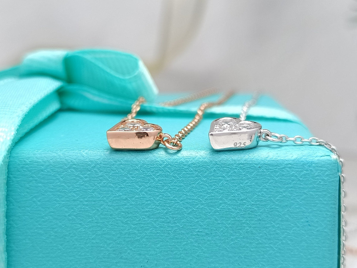 [Stellar jewels]HEART 3 DIAMONDS PEDANT NECKLACE