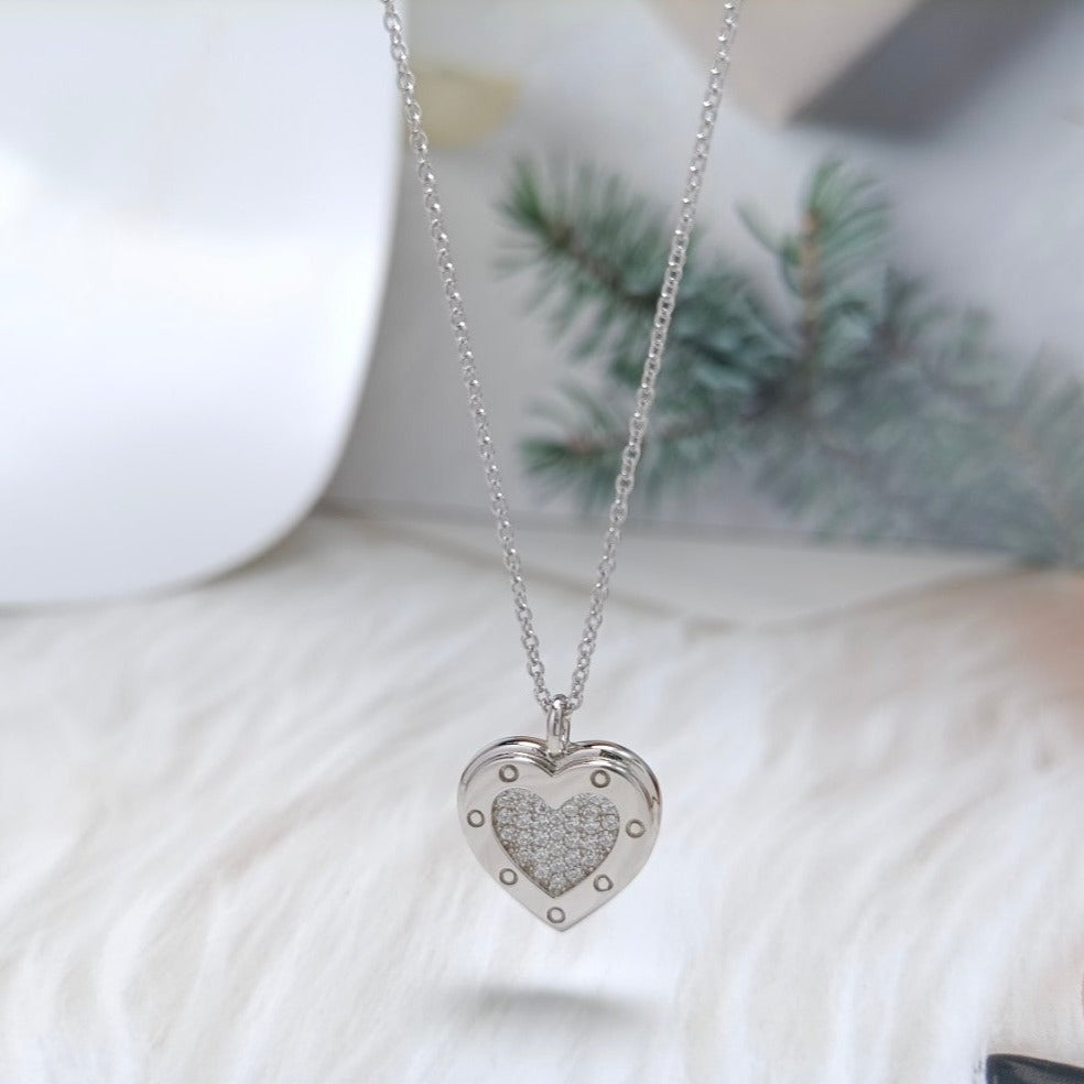 [Stellar jewels]HEART DIAMONDS PEDANT NECKLACE
