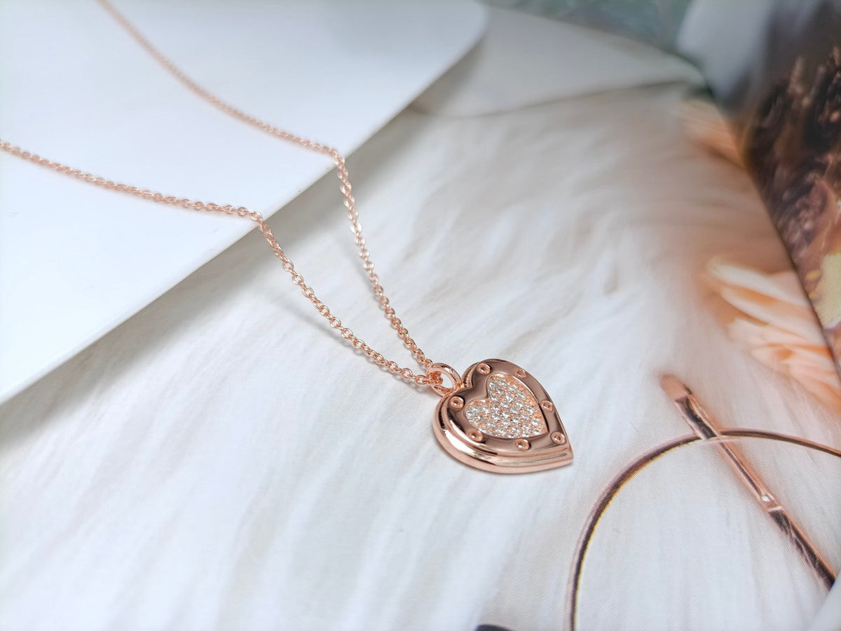 [Stellar jewels]HEART DIAMONDS PEDANT NECKLACE
