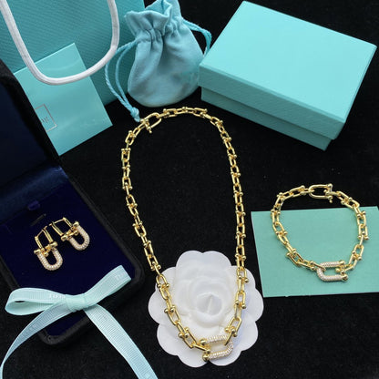 [Stellar jewels]HARDWEAR LINK DIAMOND GOLD EARRINGS