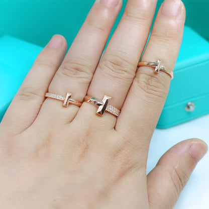 [Stellar jewels]T1 NARROW DIAMOND PINK GOLD RING