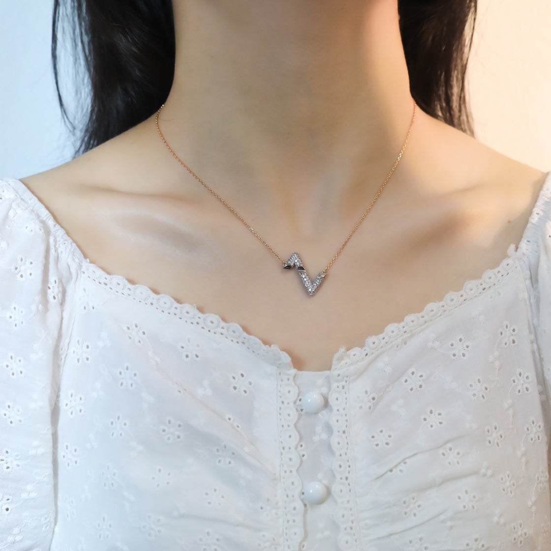 [Stellar Jewelry]VOLT SILVER DIAMOND PEDANT NECKLACE