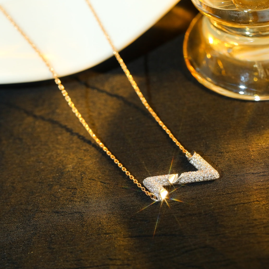 [Stellar Jewelry]VOLT SILVER DIAMOND PEDANT NECKLACE