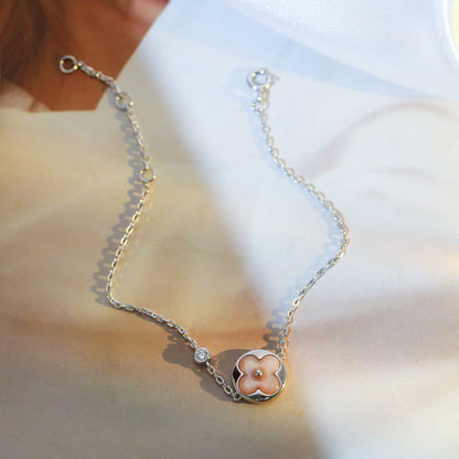 [Stellar Jewelry]SUN MOTIF PINK MOP SILVER BRACELET