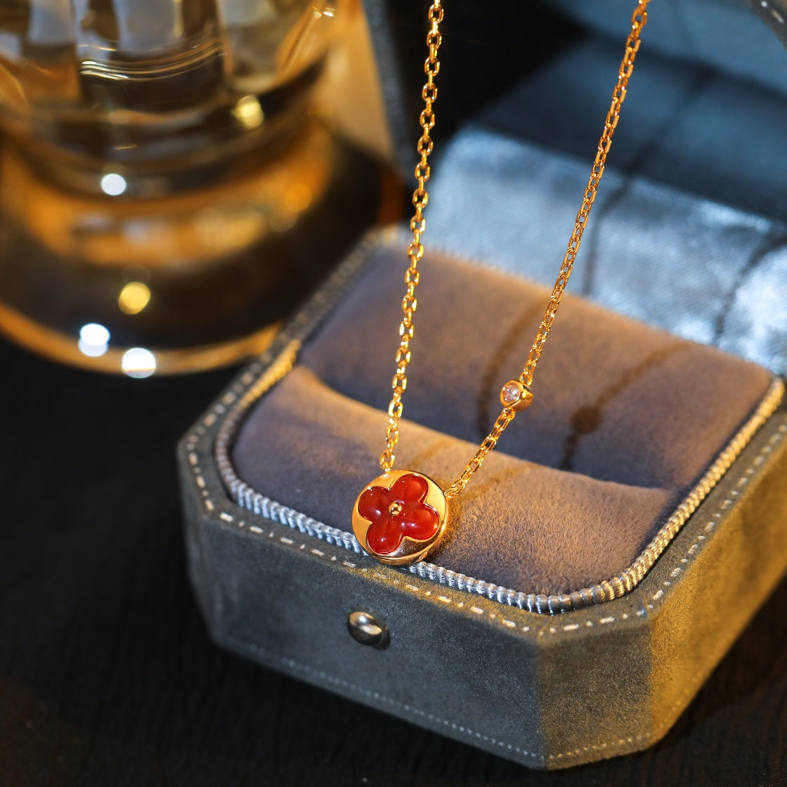 [Stellar Jewelry]SUN PEDANT PINK GOLD 1 DIAMOND NECKLACE