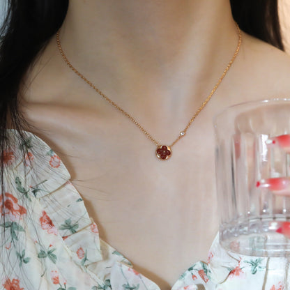 [Stellar Jewelry]SUN PEDANT PINK GOLD 1 DIAMOND NECKLACE