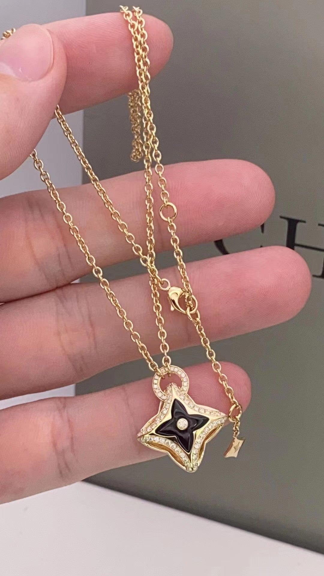 [Stellar Jewelry]STAR PEDANT PINK GOLD DIAMOND NECKLACE