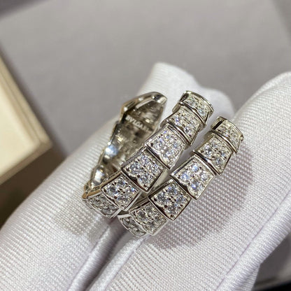 [Stellar Jewelry]SERPENTI DOUBLE RING SILVER DIAMOND PAVED