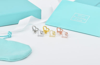 [Stellar jewels]OPEN HEART STUD DIAMOND EARRINGS