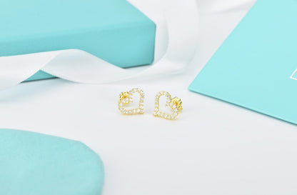 [Stellar jewels]OPEN HEART STUD DIAMOND EARRINGS