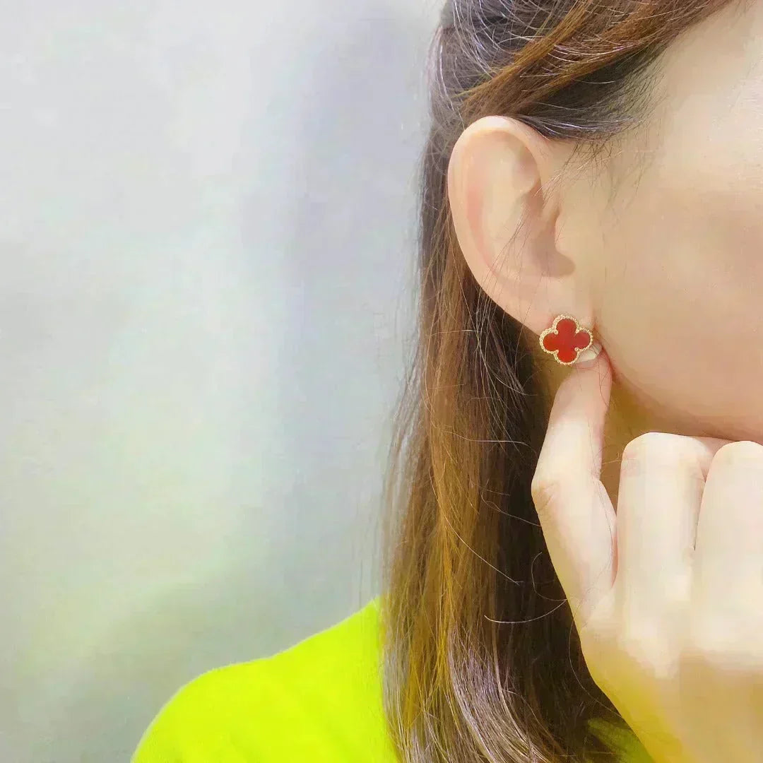 [Stellar Jewelry]CLOVER MEDIUM 1 MOTIFS CARNELIAN  EARRINGS