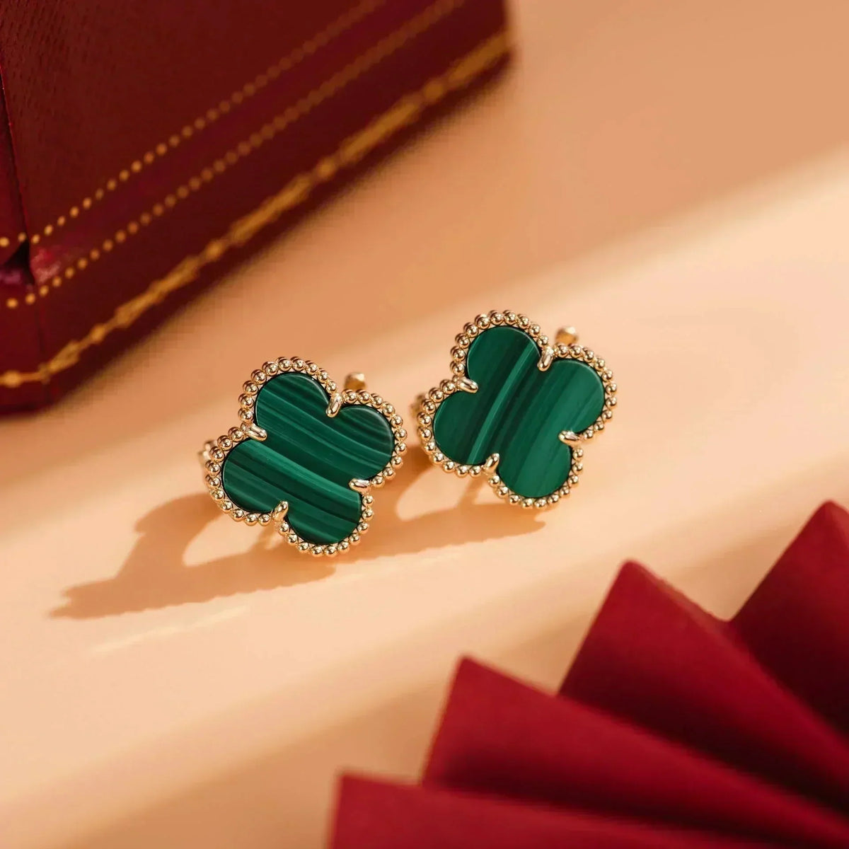 [Stellar Jewelry]CLOVER MEDIUM 1 MOTIFS MALACHITE  EARRINGS