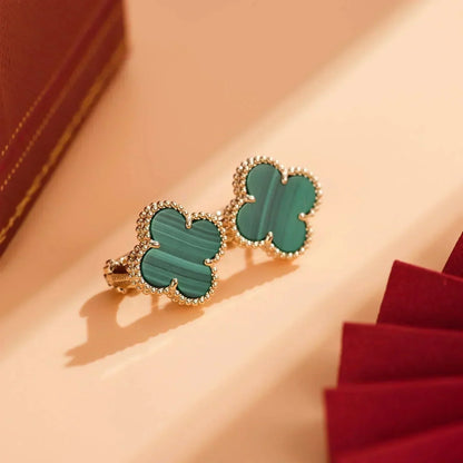 [Stellar Jewelry]CLOVER MEDIUM 1 MOTIFS MALACHITE  EARRINGS