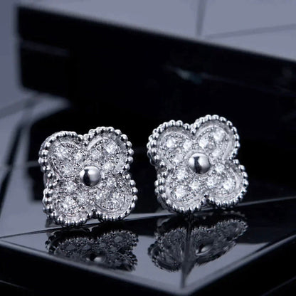 [Stellar Jewelry]CLOVER 1 MOTIFS DIAMOND STUD EARRINGS SILVER