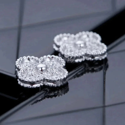[Stellar Jewelry]CLOVER 1 MOTIFS DIAMOND STUD EARRINGS SILVER