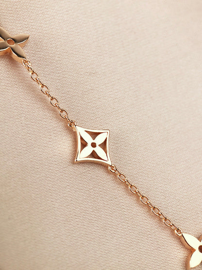 [Stellar Jewelry]STAR AND SUN 7 MOTIFS GOLD BRACELET