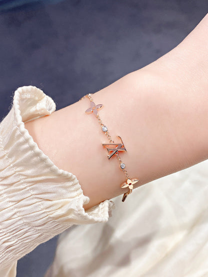 [Stellar Jewelry]STAR AND SUN 7 MOTIFS GOLD BRACELET