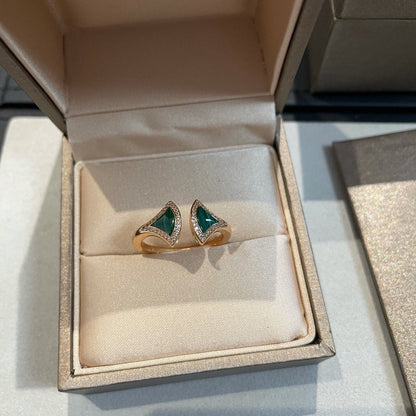 [Stellar Jewelry]DREAM MALACHITE DIAMOND OPEN RING