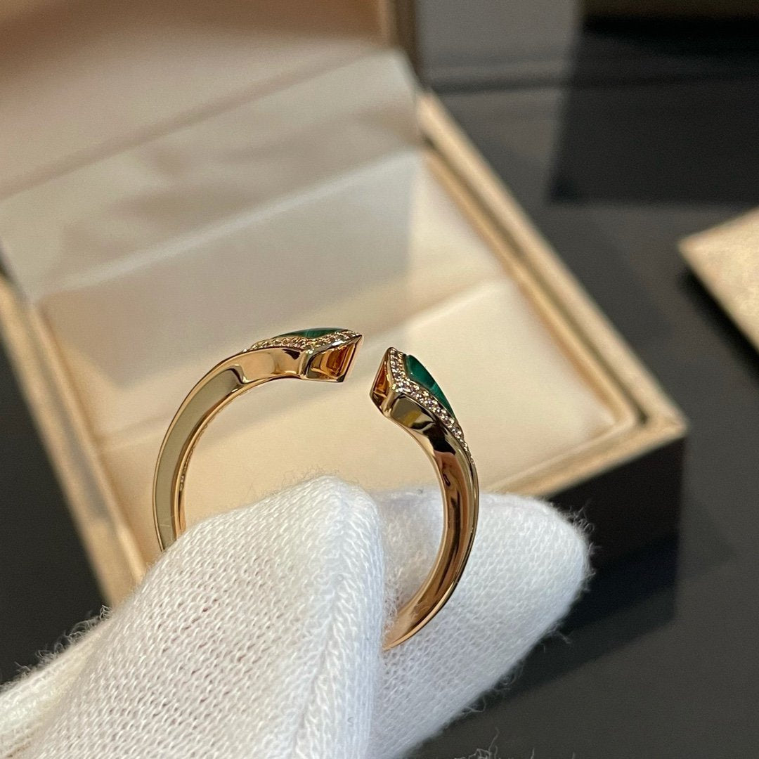 [Stellar Jewelry]DREAM MALACHITE DIAMOND OPEN RING