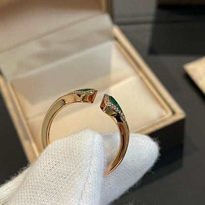 [Stellar Jewelry]DREAM MALACHITE DIAMOND OPEN RING