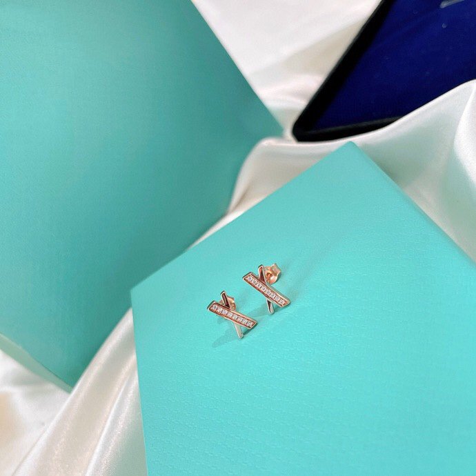 [Stellar jewels]X EARRINGS ROSE GOLD DIAMONDS