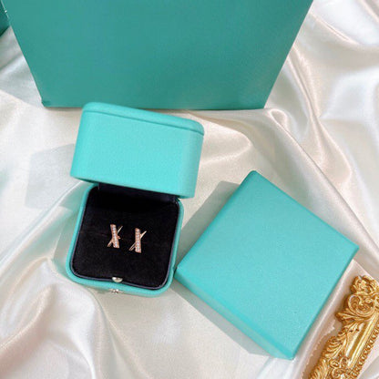 [Stellar jewels]X EARRINGS ROSE GOLD DIAMONDS