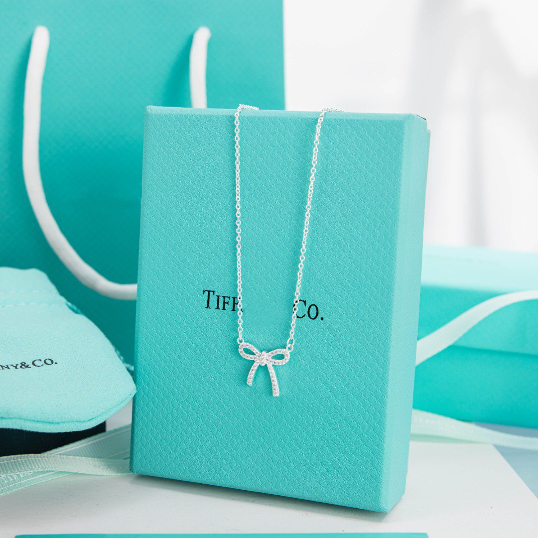 [Stellar jewels]RIBBON NECKLACE BOW PENDANT DIAMOND CHARM CHAIN